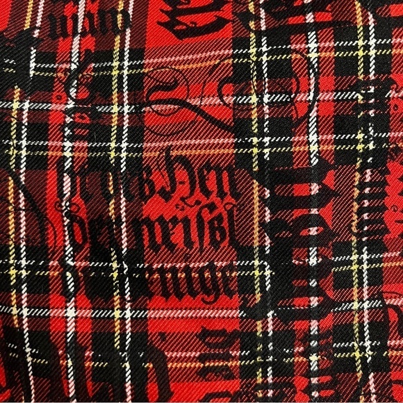 Tartan Mini Skirt Punk Plaid Goth Lettering Sinequanone Paris Kilt Style Lolita - Picture 5 of 10